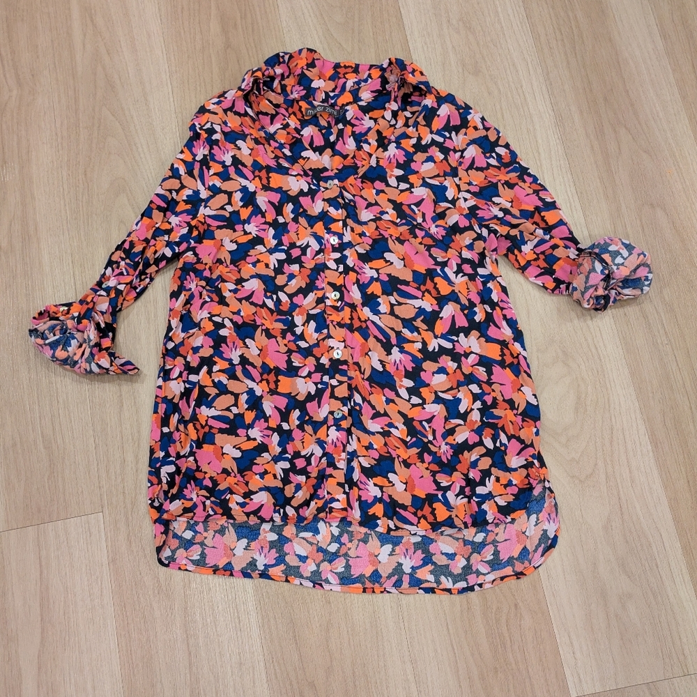 Mister Zimi Abstract Button Up Blouse Size 6